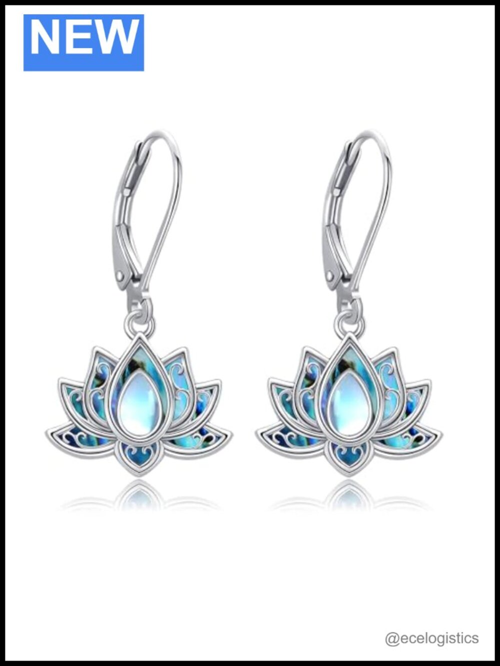 Sterling Silver Lotus Drop Dangle Earrings Yoga Jewelry Gift for Women